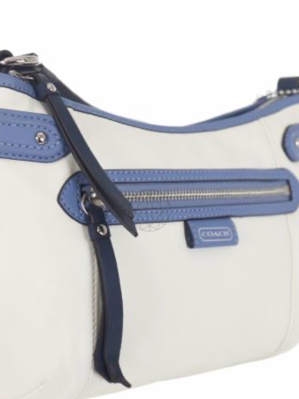 Coach Daisy White and Blue Leather Shoulder Bag